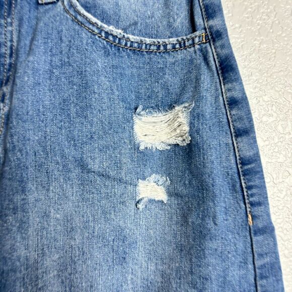 So Front Slit Denim Frayed Bottom Hem Distressed Midi Skirt Blue 11/30W - Picture 6 of 9